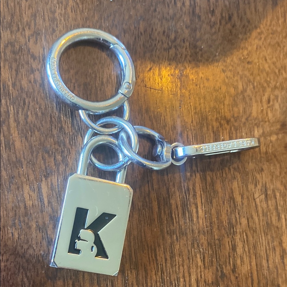 Karl Lagerfeld Silver Key Holder with Logo Charm